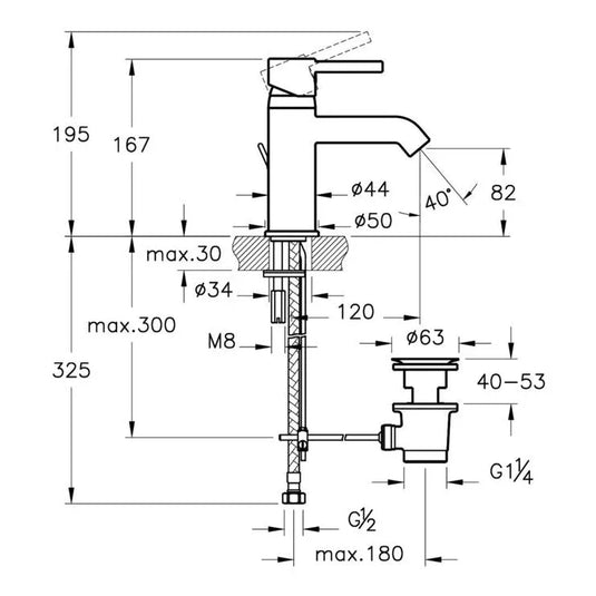 VitrA Minimax S Basin Mixer With Waste Lever - Chrome - A41986VUK - Envy Bathrooms Ltd