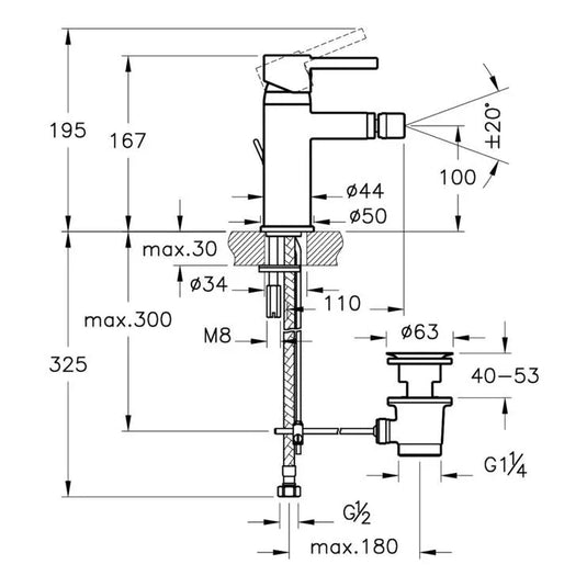 VitrA Minimax S Bidet Mixer - Chrome - A41988VUK - Envy Bathrooms Ltd