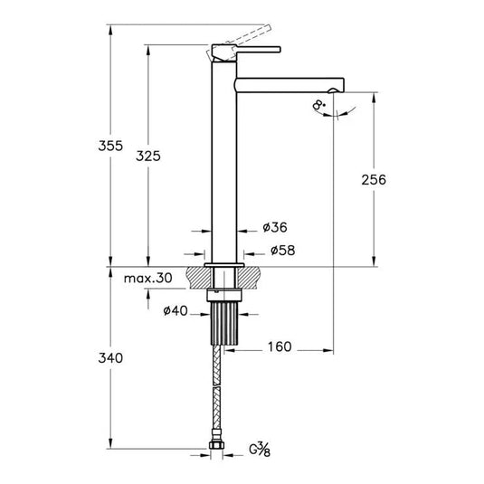 VitrA Origin Extra Tall Basin Mixer - Chrome - A42558VUK - Envy Bathrooms Ltd