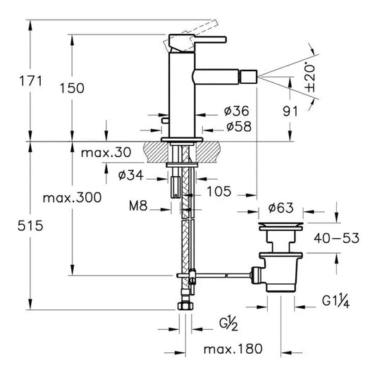 VitrA Origin Bidet Mixer - Matt Black - A4255936WTCV - Envy Bathrooms Ltd