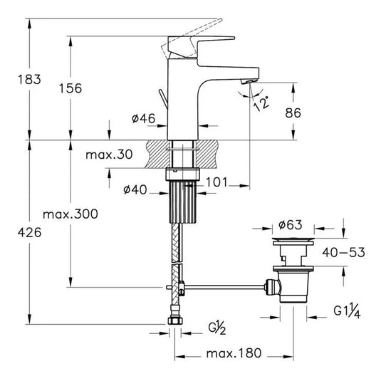 VitrA Flow Square Basin Mixer With Waste Lever - Chrome - A42937VUK - Envy Bathrooms Ltd
