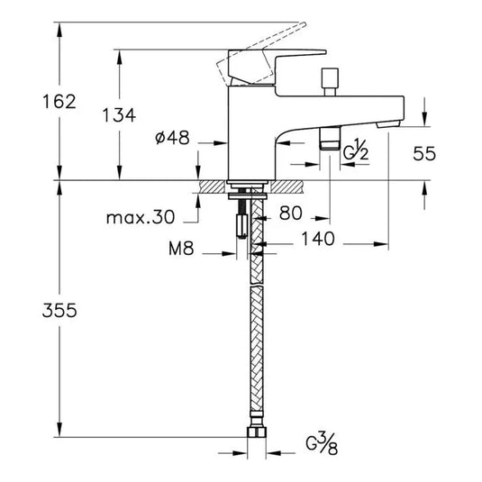 VitrA Flow Square Monohole Bath Filler - Chrome - A43078VUK - Envy Bathrooms Ltd