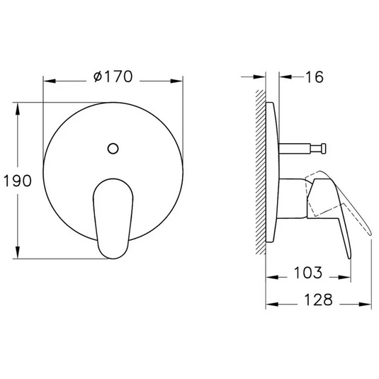 VitrA Flow Round Wall Mounted Bath Mixer Valve - Chrome - A43182EXP - Envy Bathrooms Ltd
