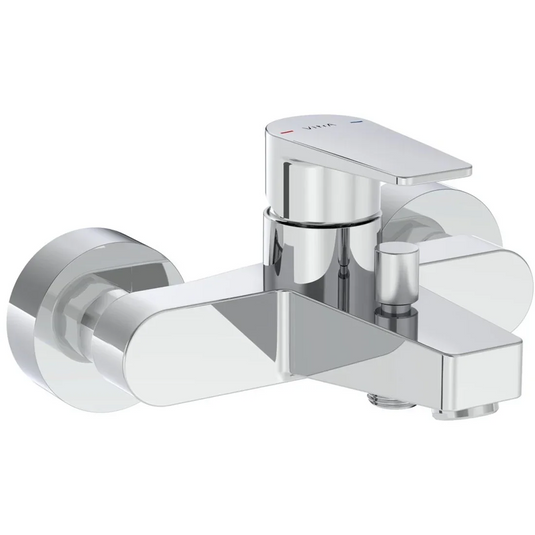 VitrA Flow Square Wall Mounted Bath/Shower Mixer - Chrome - A43063EXP - Envy Bathrooms Ltd