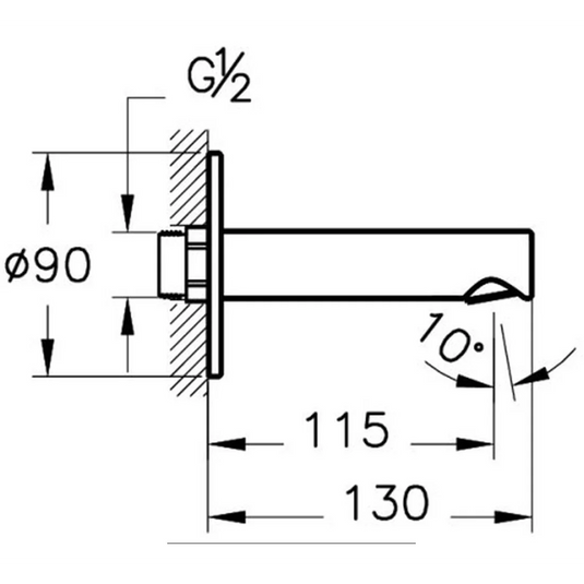 VitrA Origin Wall Mounted Bath Spout - Brushed Nickel - A4262234 - Envy Bathrooms Ltd