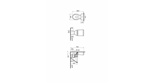 Vitra Milton 355mm Close Coupled WC Pan Only - 5111WH