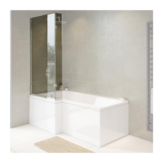 Abacus Vessini L Shaped Bath Screen Chrome - VEGE-7L-0205 - Envy Bathrooms Ltd