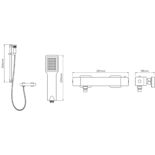 Aqualisa AQ Square Bar Valve With Cool Touch For LP/HP Use - Chrome - AQSQBAR1 - Envy Bathrooms Ltd