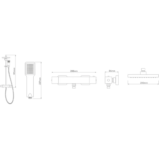 Aqualisa AQ Square Shower Column with Cool Touch for HP/Combi use - Matt Black - AQSQBAR2.MB - Envy Bathrooms Ltd