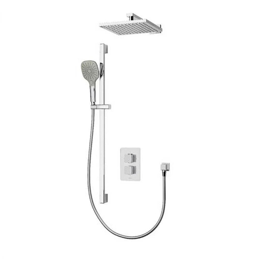 Aqualisa Dream Concealed Thermostatic Mixer Shower Dual Outlet With Adjustable Kit & Wall Fixed Head - Square - Chrome - DRMDCV2.ADFW.SQR - Envy Bathrooms Ltd