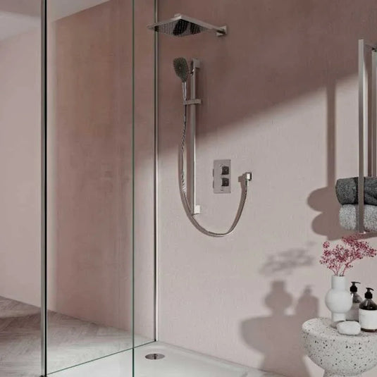 Aqualisa Dream Concealed Thermostatic Mixer Shower Dual Outlet With Adjustable Kit & Wall Fixed Head - Square - Chrome - DRMDCV2.ADFW.SQR - Envy Bathrooms Ltd