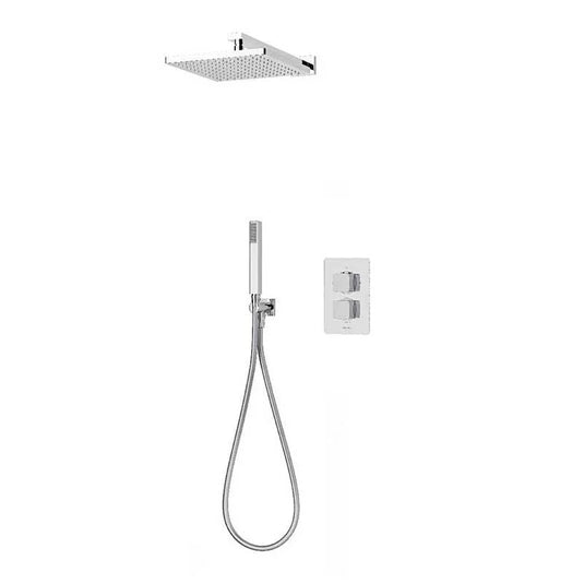 Aqualisa Dream Concealed Thermostatic Mixer Shower Dual Outlet With Hand Shower & Wall Fixed Head - Square - Chrome - DRMDCV2.HSFW.SQR - Envy Bathrooms Ltd