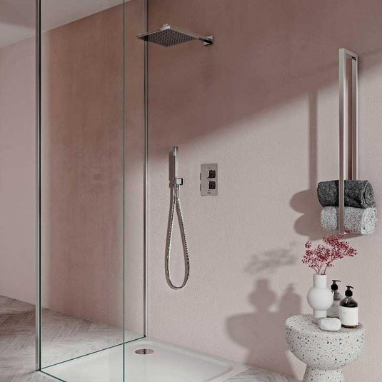 Aqualisa Dream Concealed Thermostatic Mixer Shower Dual Outlet With Hand Shower & Wall Fixed Head - Square - Chrome - DRMDCV2.HSFW.SQR - Envy Bathrooms Ltd