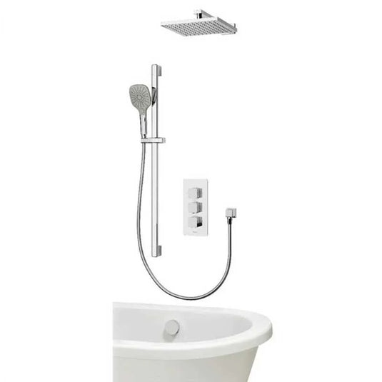 Aqualisa Dream Concealed Thermostatic Mixer Shower Triple Outlet With Adjustable Kit, Wall Fixed Head & Bath Fill - Square - Chrome - DRMDCV3.ADFWBTX.SQR - Envy Bathrooms Ltd