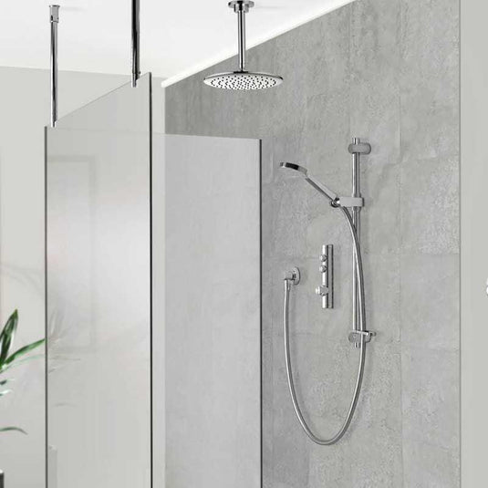 Aqualisa iSystem Smart Shower Concealed with Adjustable and Ceiling Fixed Head - Gravity Pumped - Chrome - ISD.A2.BV.DVFC.23 - Envy Bathrooms Ltd