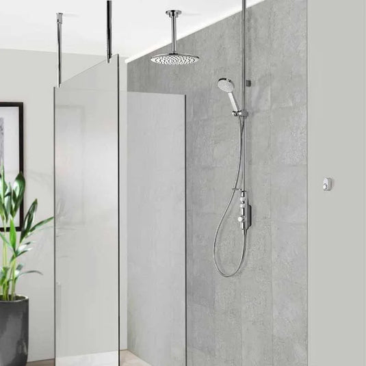 Aqualisa iSystem Smart Shower Exposed with Adjustable and Ceiling Fix Head - HP/Combi - Chrome - ISD.A1.EV.DVFC.23 - Envy Bathrooms Ltd