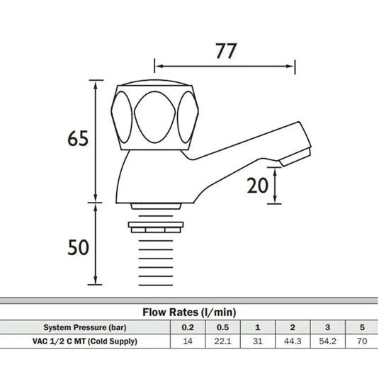 Bristan Club Basin Pillar Taps Chrome | VAC 1/2 C MT - Envy Bathrooms Ltd