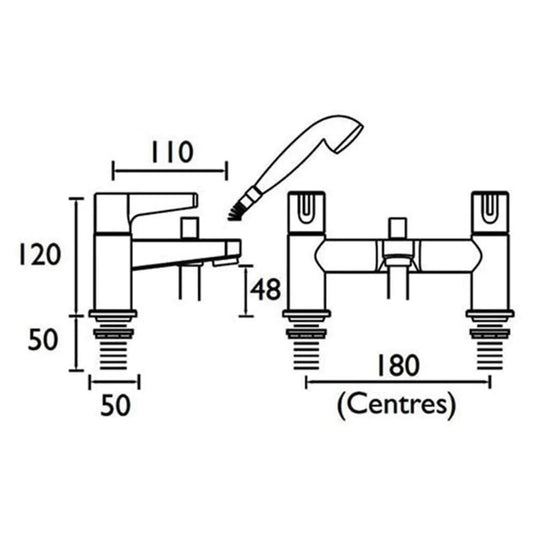 Bristan Design Utility Bath Shower Mixer Chrome | DUL BSM C - Envy Bathrooms Ltd