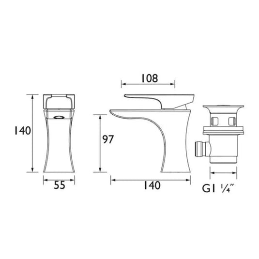 Bristan Hourglass Eco Start Basin Mixer Brushed Brass | HOU ES BAS BB - Envy Bathrooms Ltd