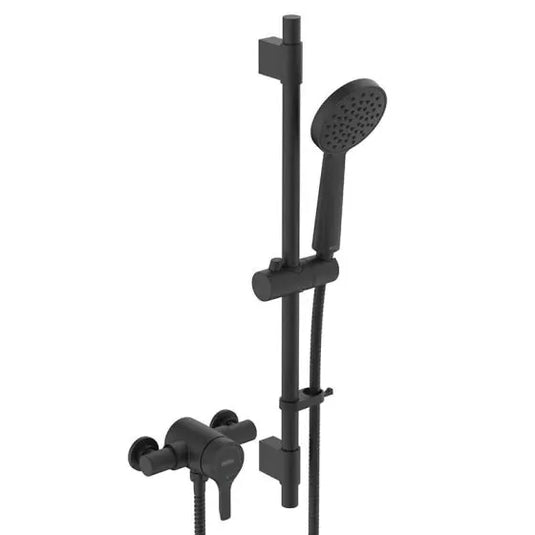 Bristan Onza Thermostatic Exposed Mixer Shower with Riser Kit Black | NZA SHXAR BLK - Envy Bathrooms Ltd