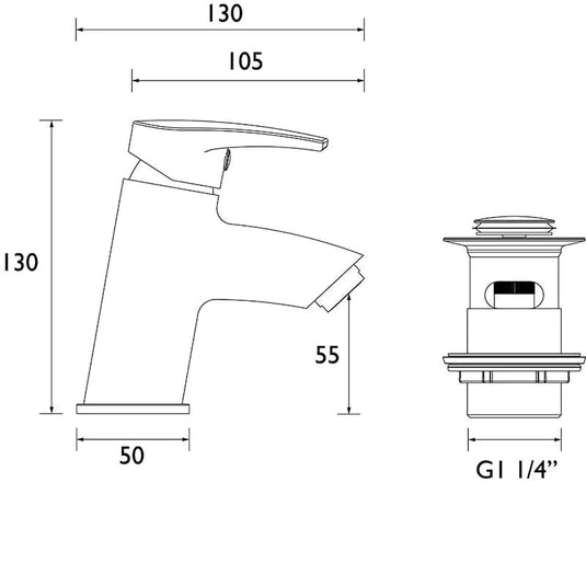 Bristan Orta Basin Mixer with Clicker Waste Chrome | OR BAS C - Envy Bathrooms Ltd