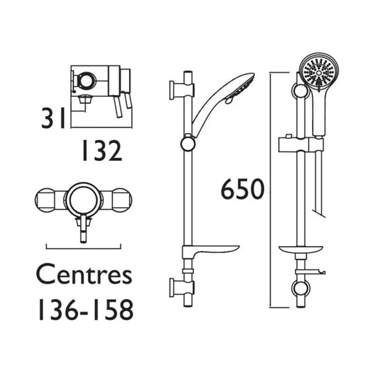 Bristan Prism Thermostatic Exposed Shower with Adjustable Riser Kit | PM2 CSHXAR C - Envy Bathrooms Ltd