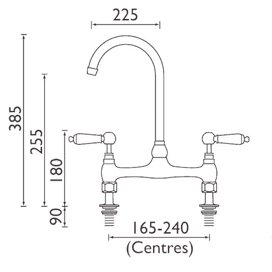 Bristan Renaissance Deck Kitchen Mixer Brushed Nickel | RS DSM BN - Envy Bathrooms Ltd