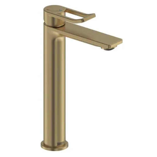 Bristan Saffron Eco Start Tall Basin Mixer with Clicker Waste Brushed Brass | SAF ES TLBAS BB - Envy Bathrooms Ltd