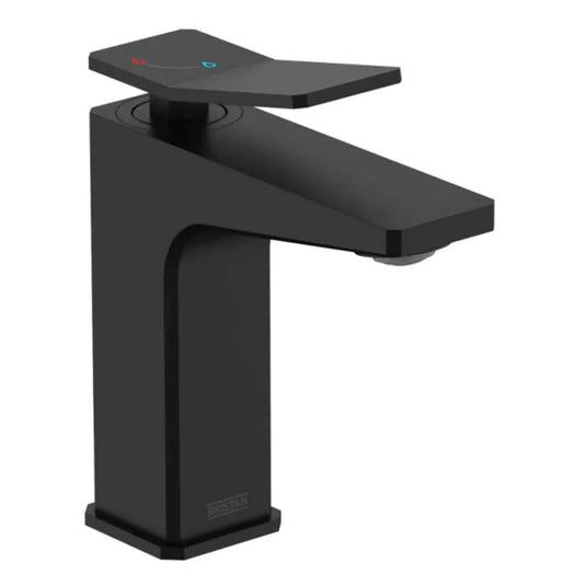 Bristan Tangram Eco Start Basin Mixer with Clicker Waste Black | TAN ES BAS BLK - Envy Bathrooms Ltd