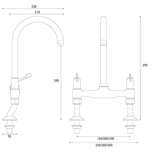 Bristan Value Lever Bridge Kitchen Mixer Chrome | VAL2 BRDSM C CD - Envy Bathrooms Ltd