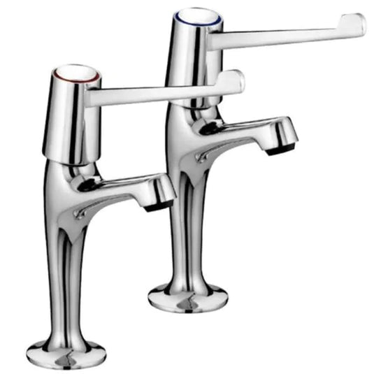 Bristan Value Lever High Neck Kitchen Pillar Taps 6 Inch Lever Chrome | VAL2 HNK C 6 CD - Envy Bathrooms Ltd