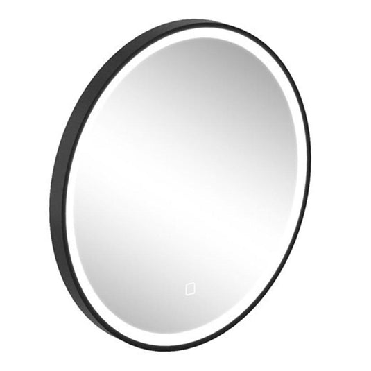 Britton Hoxton LED Illuminated Bathroom Mirror with Demister Pad 600mm H x 600mm W - Matt Black - Envy Bathrooms Ltd