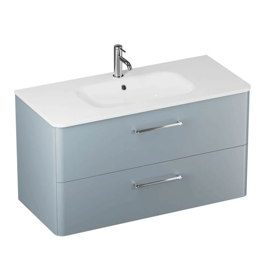 Britton Camberwell Wall Hung 2-Drawer Vanity Unit 1000mm Wide - Dusty Blue - Envy Bathrooms Ltd