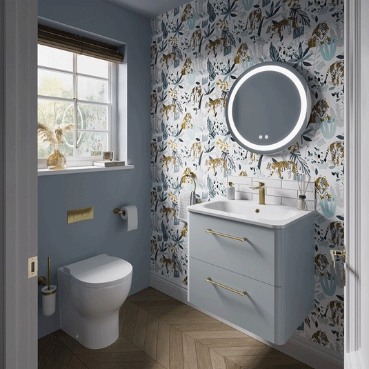 Britton Camberwell Wall Hung 2-Drawer Vanity Unit 1000mm Wide - Dusty Blue - Envy Bathrooms Ltd