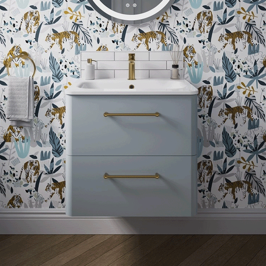 Britton Camberwell Wall Hung 2-Drawer Vanity Unit 1000mm Wide - Dusty Blue - Envy Bathrooms Ltd