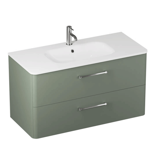 Britton Camberwell Wall Hung 2-Drawer Vanity Unit 1000mm Wide - Earthy Green - Envy Bathrooms Ltd