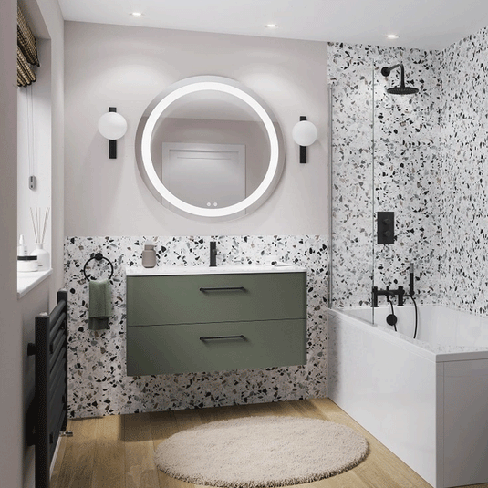 Britton Camberwell Wall Hung 2-Drawer Vanity Unit 1000mm Wide - Earthy Green - Envy Bathrooms Ltd