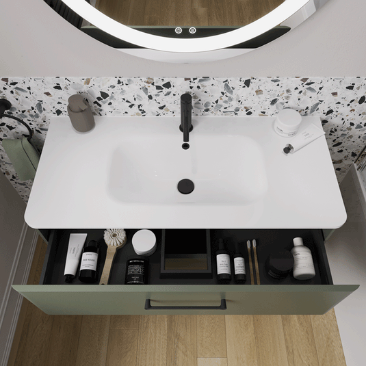 Britton Camberwell Wall Hung 2-Drawer Vanity Unit 1000mm Wide - Earthy Green - Envy Bathrooms Ltd