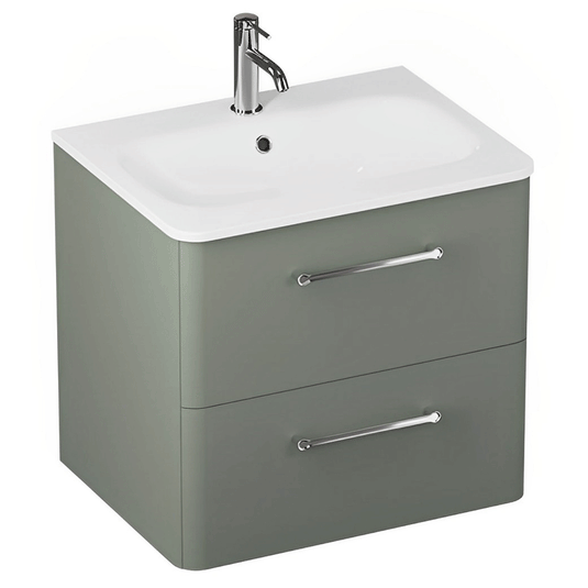 Britton Camberwell Wall Hung 2-Drawer Vanity Unit 600mm Wide - Earthy Green - Envy Bathrooms Ltd