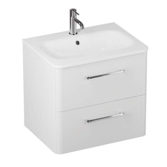 Britton Camberwell Wall Hung 2-Drawer Vanity Unit 600mm Wide - Frost White - Envy Bathrooms Ltd