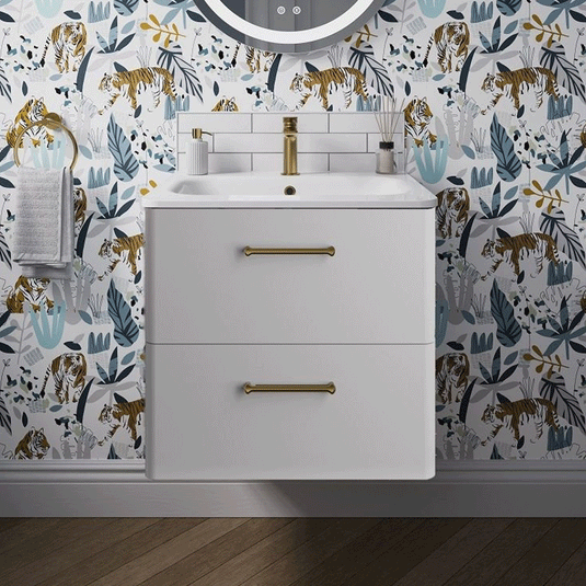 Britton Camberwell Wall Hung 2-Drawer Vanity Unit 600mm Wide - Frost White - Envy Bathrooms Ltd