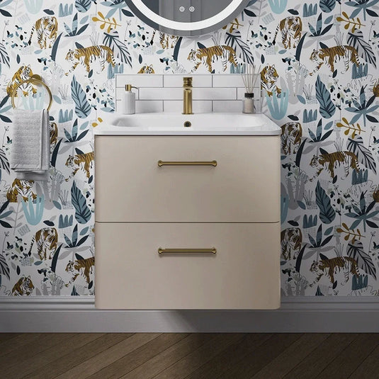 Britton Camberwell Wall Hung 2-Drawer Vanity Unit 600mm Wide - Warm Beige - Envy Bathrooms Ltd