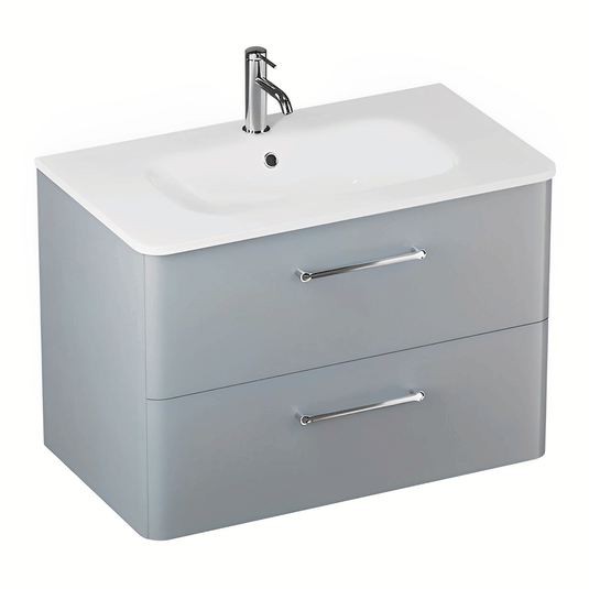 Britton Camberwell Wall Hung 2-Drawer Vanity Unit 800mm Wide - Dusty Blue - Envy Bathrooms Ltd