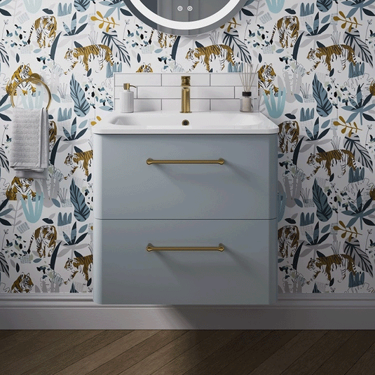 Britton Camberwell Wall Hung 2-Drawer Vanity Unit 800mm Wide - Dusty Blue - Envy Bathrooms Ltd