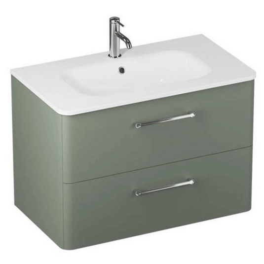 Britton Camberwell Wall Hung 2-Drawer Vanity Unit 800mm Wide - Earthy Green - Envy Bathrooms Ltd