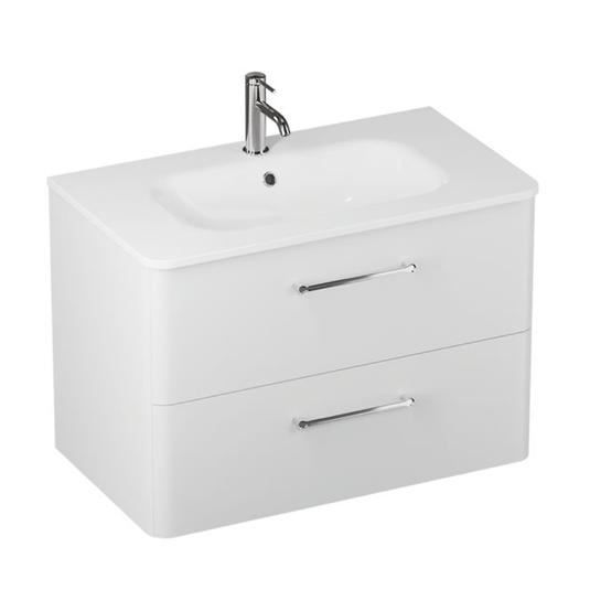 Britton Camberwell Wall Hung 2-Drawer Vanity Unit 800mm Wide - Frost White - Envy Bathrooms Ltd