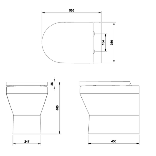 Britton Curve 2 Rimless Back To Wall Toilet Pan - Soft Close Seat - Envy Bathrooms Ltd