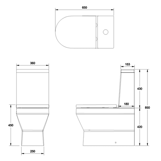 Britton Curve 2 Rimless Fully Back To Wall Close Coupled Toilet Pan - Soft Close Seat - Envy Bathrooms Ltd