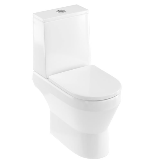 Britton Curve 2 Rimless Open Back Close Coupled Toilet Pan - Soft Close Seat - Envy Bathrooms Ltd