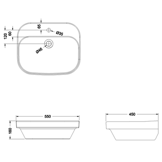 Britton Curve 2 Wall Hung Basin 550mm Wide - 1 Tap Hole - Envy Bathrooms Ltd